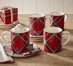 Stewart Plaid Stoneware Mugs - Set of 4