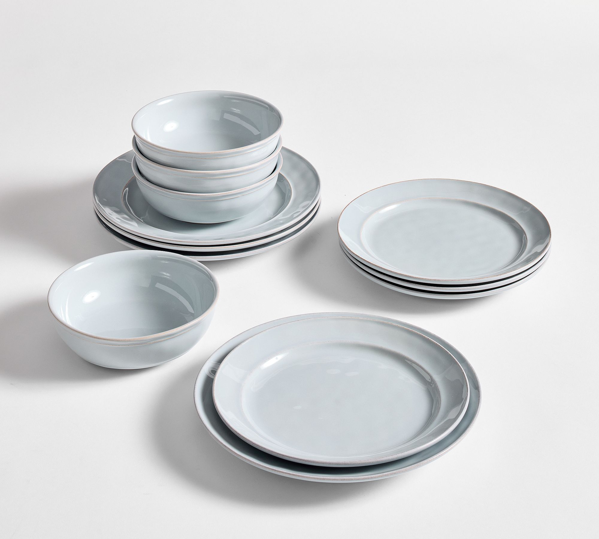 Cambria Handcrafted Stoneware Dinnerware Sets - 10 3/4" Dinner Plate with Soup Bowl - Chambray