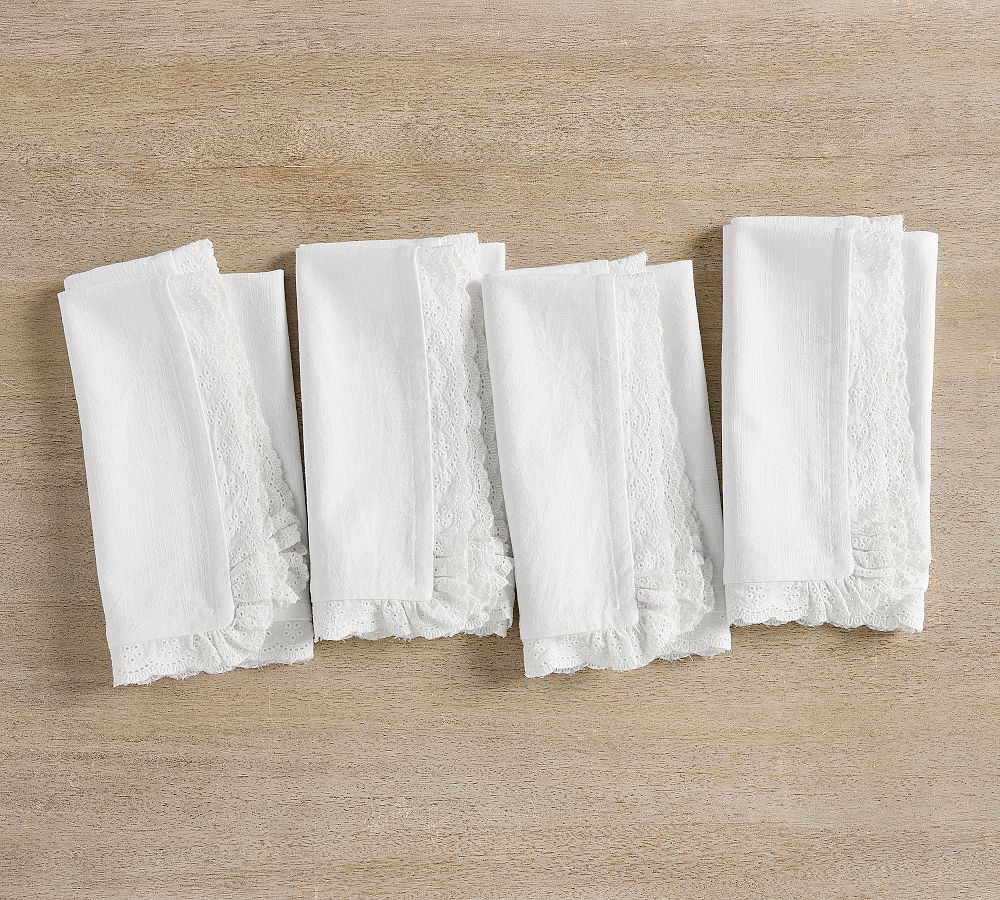LoveShackFancy Ruffle Crochet Napkins - Set of 4 - Set of 4