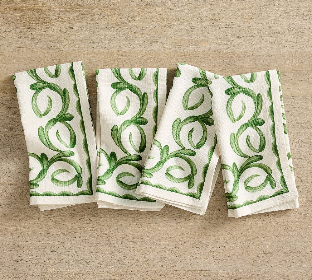 Puebla Organic Cotton Napkins - Set of 4 - Set of 4 - Green