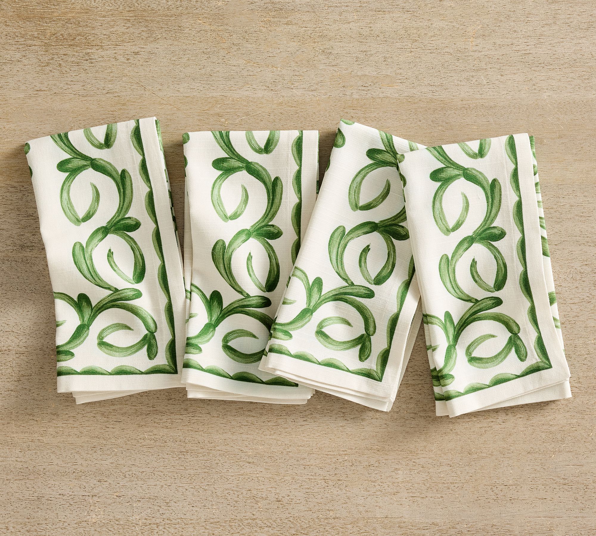 Puebla Organic Cotton Napkins - Set of 4 - Set of 4 - Green