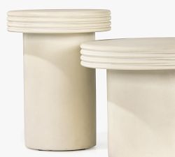Champman Concrete Round Nesting Outdoor End Tables, Set of 2