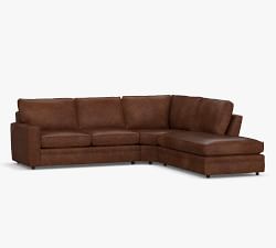 Pearce Square Arm Leather 3-Piece Bumper Sectional (120")