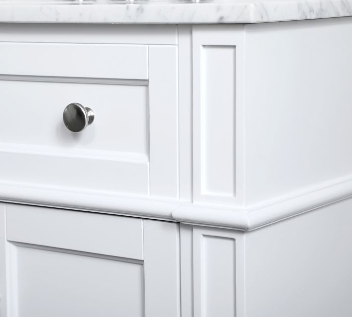 Drawer front with knob on vanity