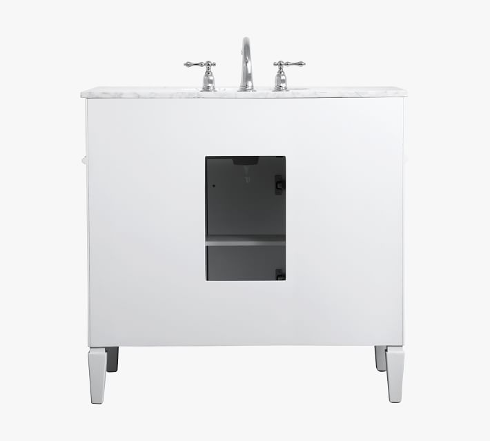 Back view of vanity with access panel