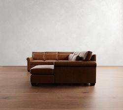 York Roll Arm Deep Seat Leather 4-Piece Chaise Sectional (127")