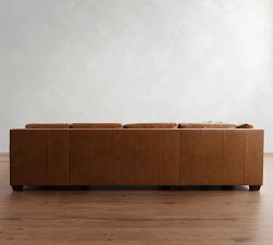 York Square Arm Deep Seat Leather 4-Piece Chaise Sectional (125")