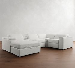 Ultra Lounge Square Arm Reclining 6-Piece Chaise Sectional - Storage Available (130&quot;)
