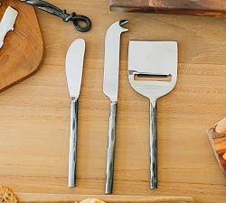 Hammered Metal Handcrafted Stainless Steel Cheese Knives - Set of 3