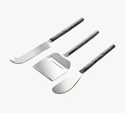 Hammered Metal Handcrafted Stainless Steel Cheese Knives - Set of 3
