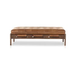 Open Box: Callum Leather Ottoman, 50" W Large - Heirloom Sienna