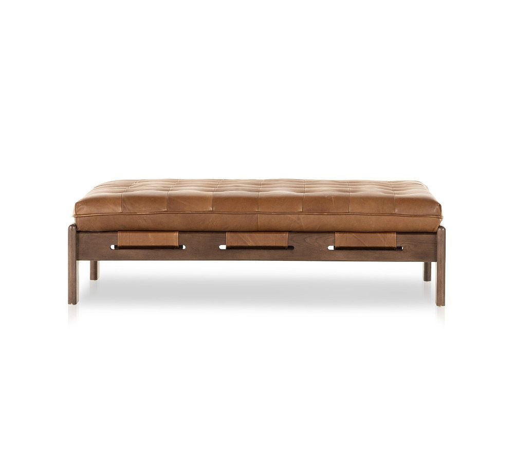 Open Box: Callum Leather Ottoman, 50" W Large - Heirloom Sienna