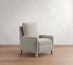 Open Box: Tyler Square Arm Upholstered Tall Recliner without Nailheads - Rustic Chenille Light Gray, Seadrift Finish