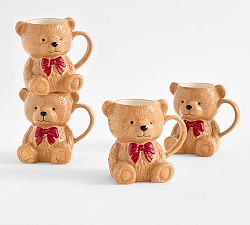 Teddy Bear Figural Mugs - Set of 4