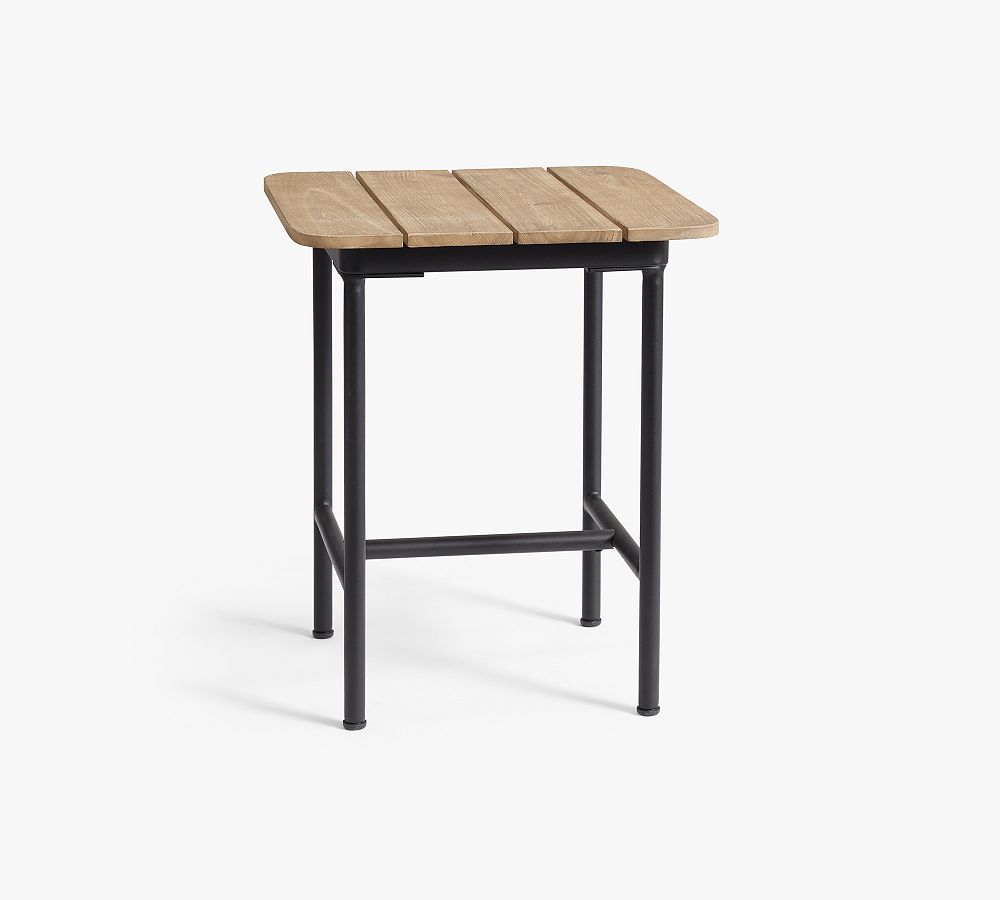 Open Box: Tulum FSC&#174; Acacia Outdoor Side Table (20&quot; ) - Vintage Light Wheat, Black Finish