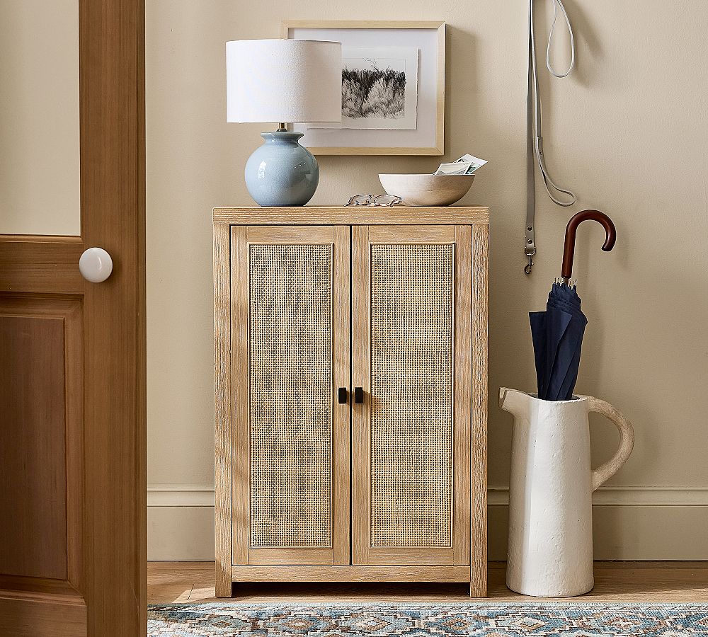 Modern Farmhouse Cane Entry Cabinet (25&quot;)