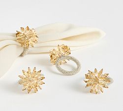 Open Box: Gold Gem Acrylic Napkin Rings, Set of 4 - Gold