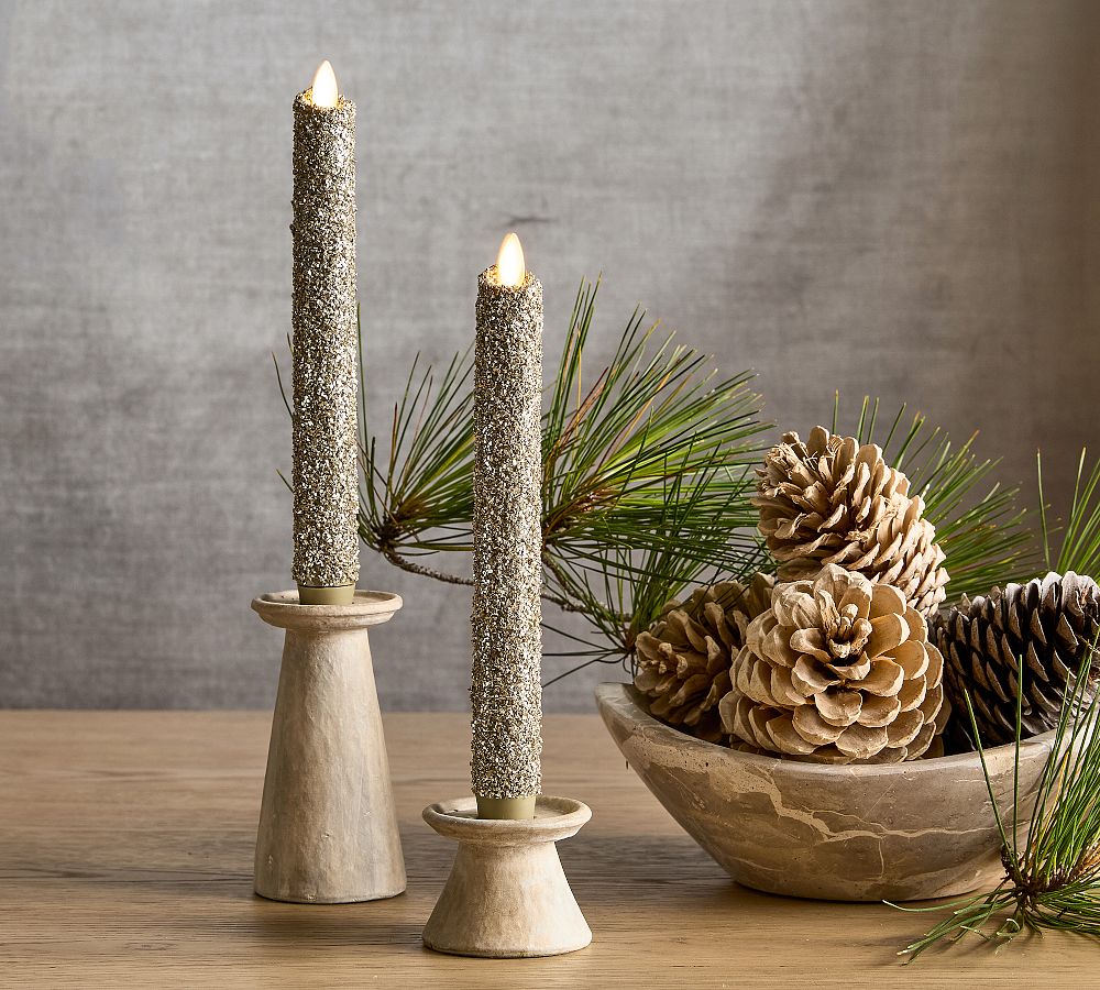 Premium Flickering Flameless Wax Taper Candle