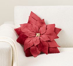 Velvet Poinsettia Shaped Pillow
