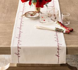 Happy Holidays Edge Cotton Table Runner