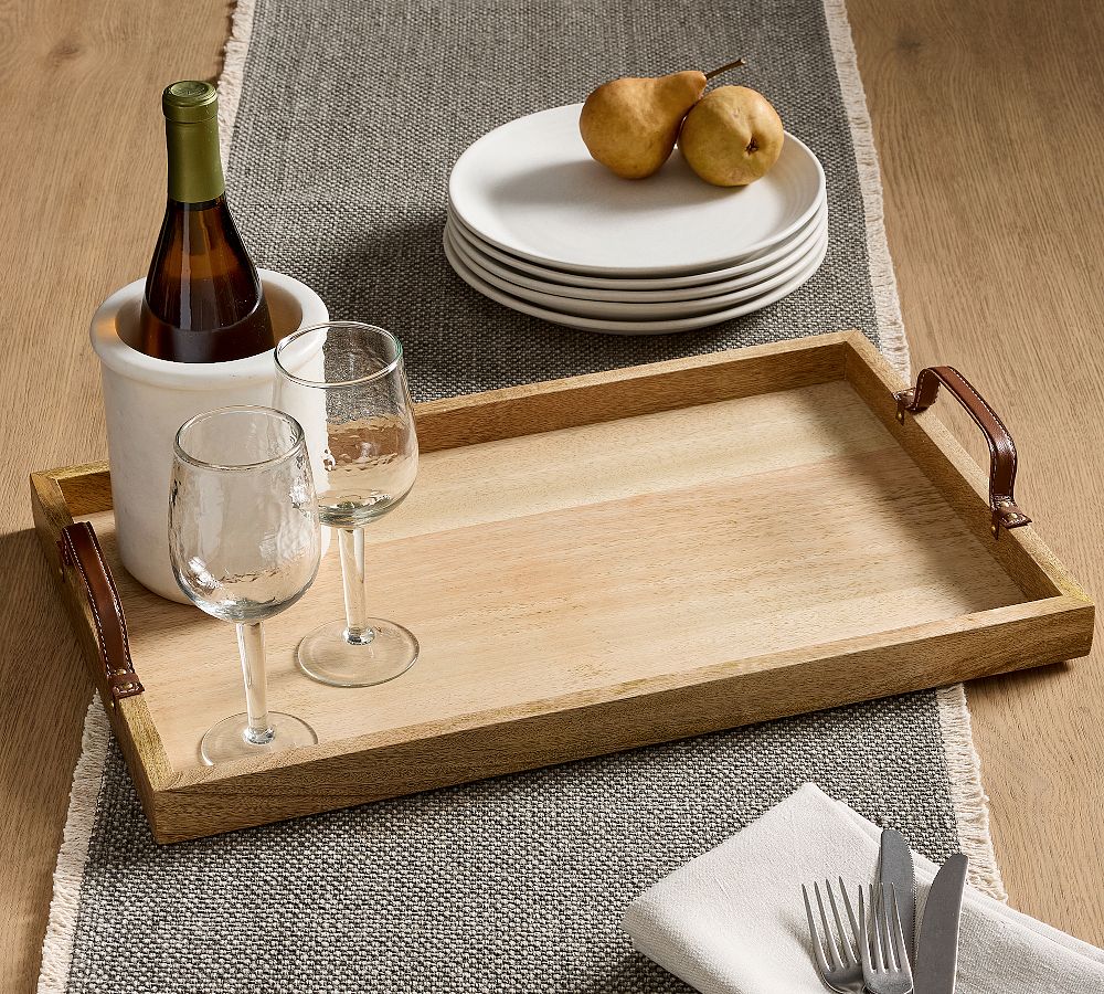 Wood And Leather Tray