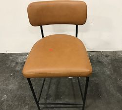 Open Box: Maison Leather Counter Stool (24"H) - Caramel Statesville, Antique Bronze Finish