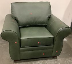 Open Box: Pearce Roll Arm Leather Armchair, Polyester Wrapped Cushions, Vintage Hunter