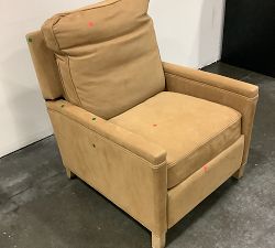 Open Box: Tyler Square Arm Leather Tall Recliner with Seadrift Finish, Down Blend Wrapped Cushions, Nubuck Camel