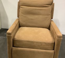 Open Box: Tyler Square Arm Leather Tall Recliner with Seadrift Finish, Down Blend Wrapped Cushions, Nubuck Camel