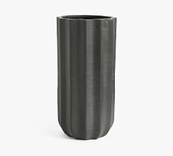 Open Box: Modern Rustic Fluted Outdoor Planters, Tall - 15.75" Diam. X 31.5" H - Black