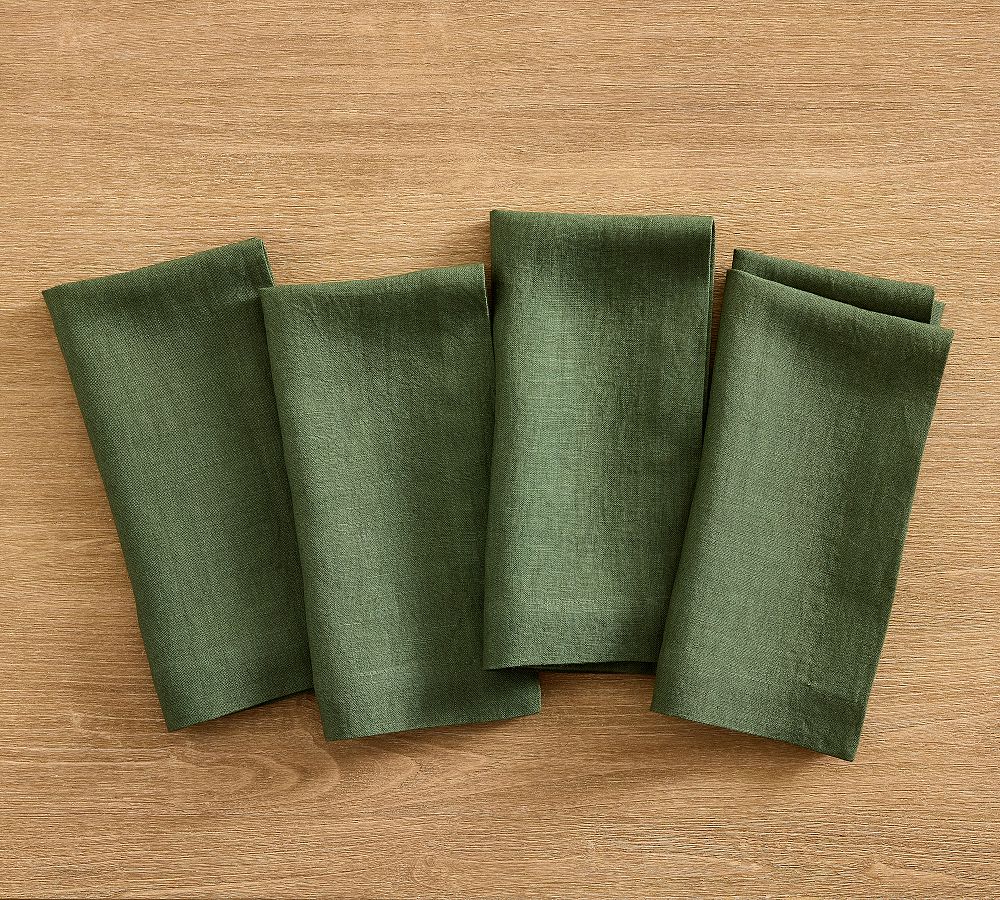 Mason Oversized Linen Napkins - Set of 4 - Set of 4 - Hunter Green