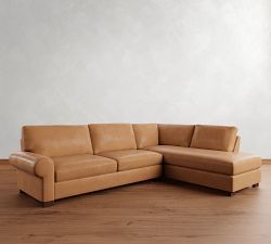 Turner Roll Arm Leather Return Bumper Sectional (109"&ndash;127")