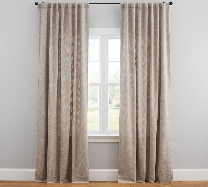 Custom Seaton Textured Cotton Curtain - Dark Flax | Pottery Barn
