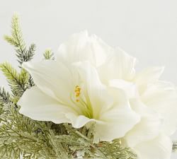 Faux Amaryllis Composed Arrangement - White