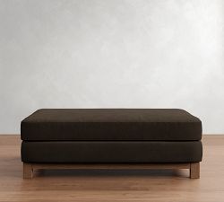 Jake Leather Brindle Wood Base Sectional Ottoman