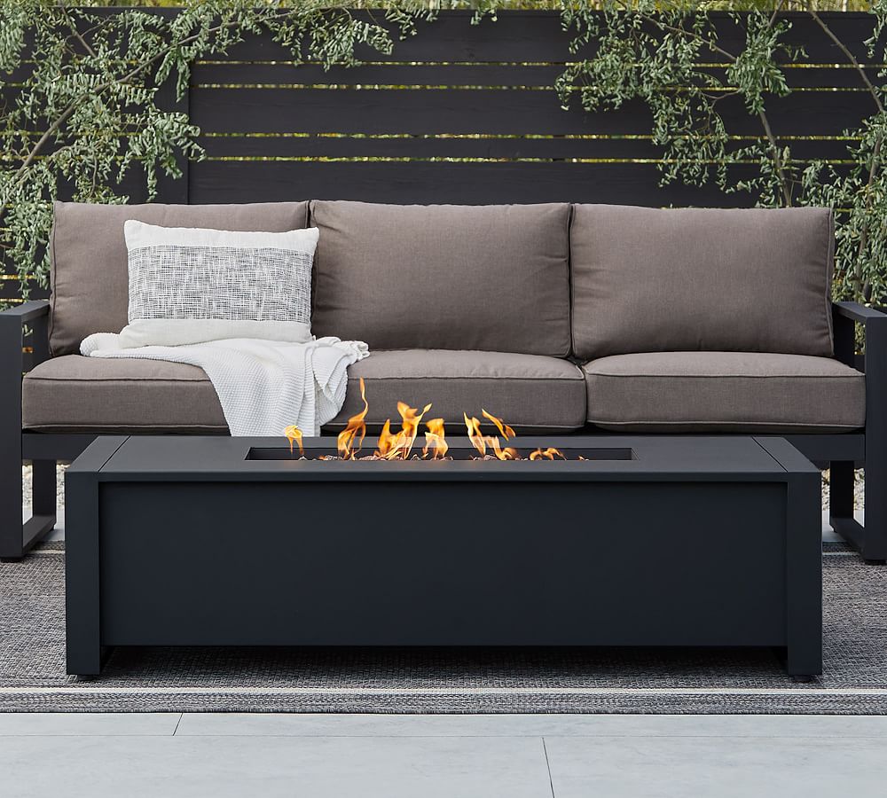 Asher Metal Rectangular Propane Fire Pit Table with Lid Cover (52&quot;)