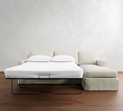 York Square Arm Slipcovered Chaise Sleeper Sectional (99")