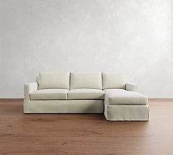 York Square Arm Slipcovered Chaise Sleeper Sectional (99")