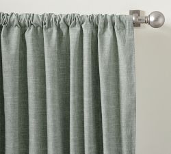 Custom Emery Linen Blackout Curtain - Mineral Blue