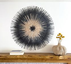 Handwoven Black Sun Circle Wall Art