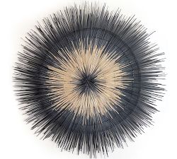 Handwoven Black Sun Circle Wall Art