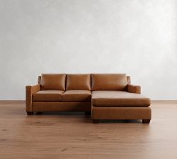 York Square Arm Leather Chaise Sectional - Thumbnail 3