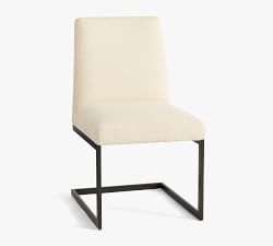 Classic Upholstered Metal Cantilever Dining Chair