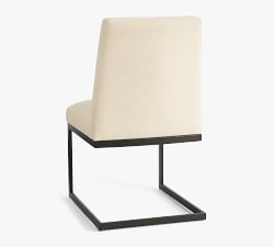Classic Upholstered Metal Cantilever Dining Chair - Thumbnail 2