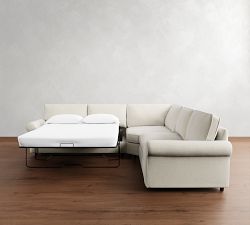 PB Comfort Roll Arm 3-Piece L-Shaped Wedge Sleeper Sectional (121")