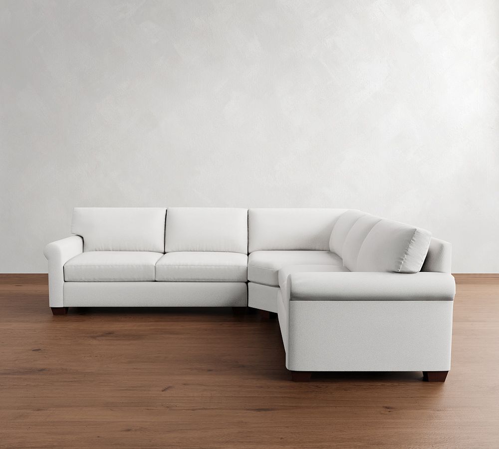 York Roll Arm 3-Piece L-Shaped Wedge Sleeper Sectional (119&quot;)