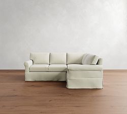 York Roll Arm Slipcovered 3-Piece Sectional (93&quot;)