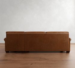 York Roll Arm Leather Chaise Sectional (91&quot;&ndash;121&quot;)
