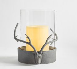 Stag Head Hurricane Candle Holder