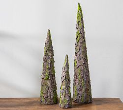 Faux Moss Cone Topiary